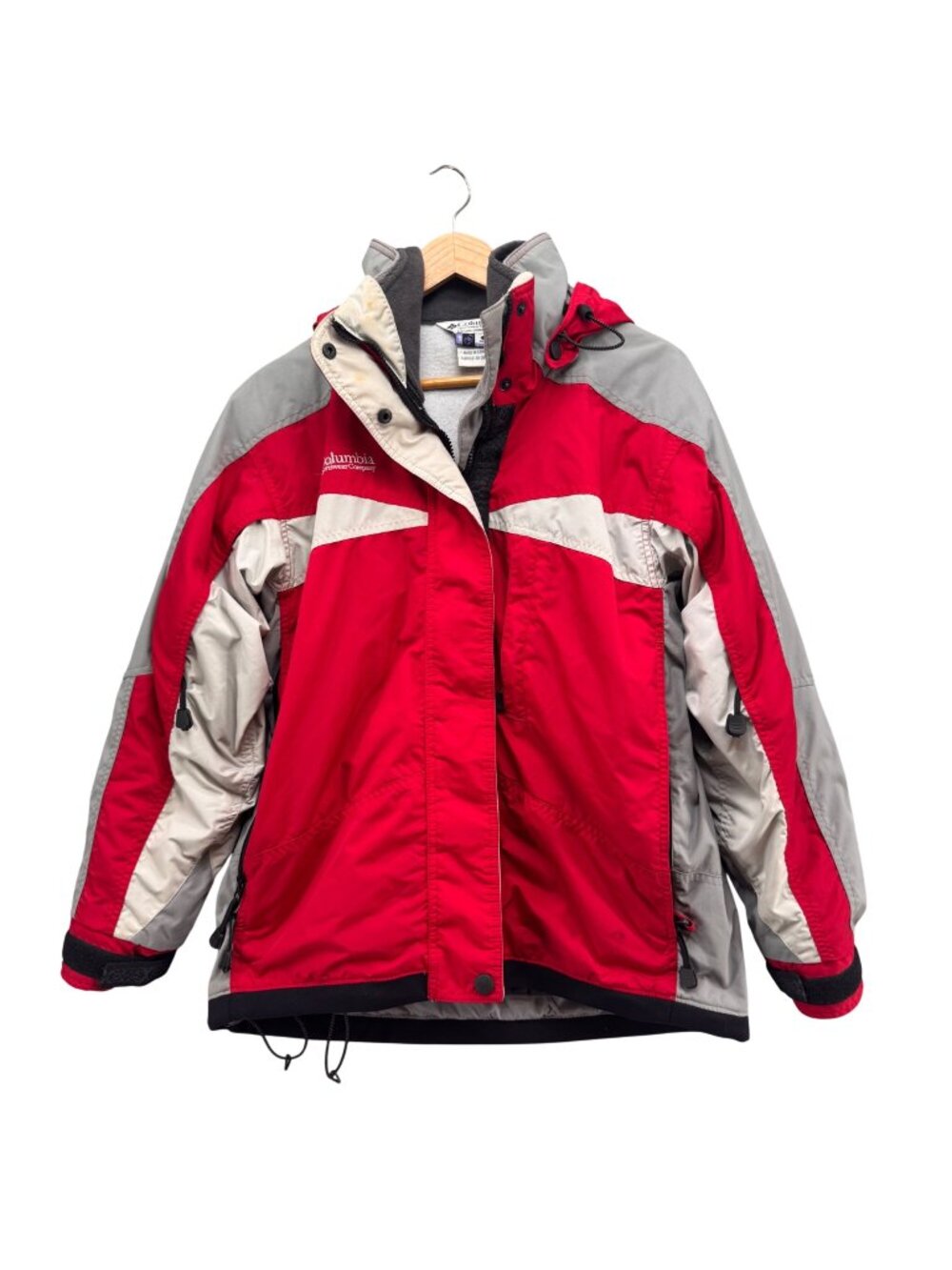 Columbia Interchange Jacket Womens Red Grey Full Zip Removable Lining Size S